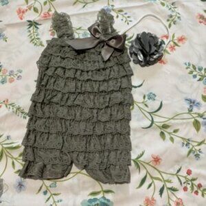 Gray Lace Petti Romper